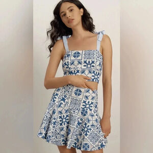 NWT Maeve Embroidered Tile Print Mini Skirt